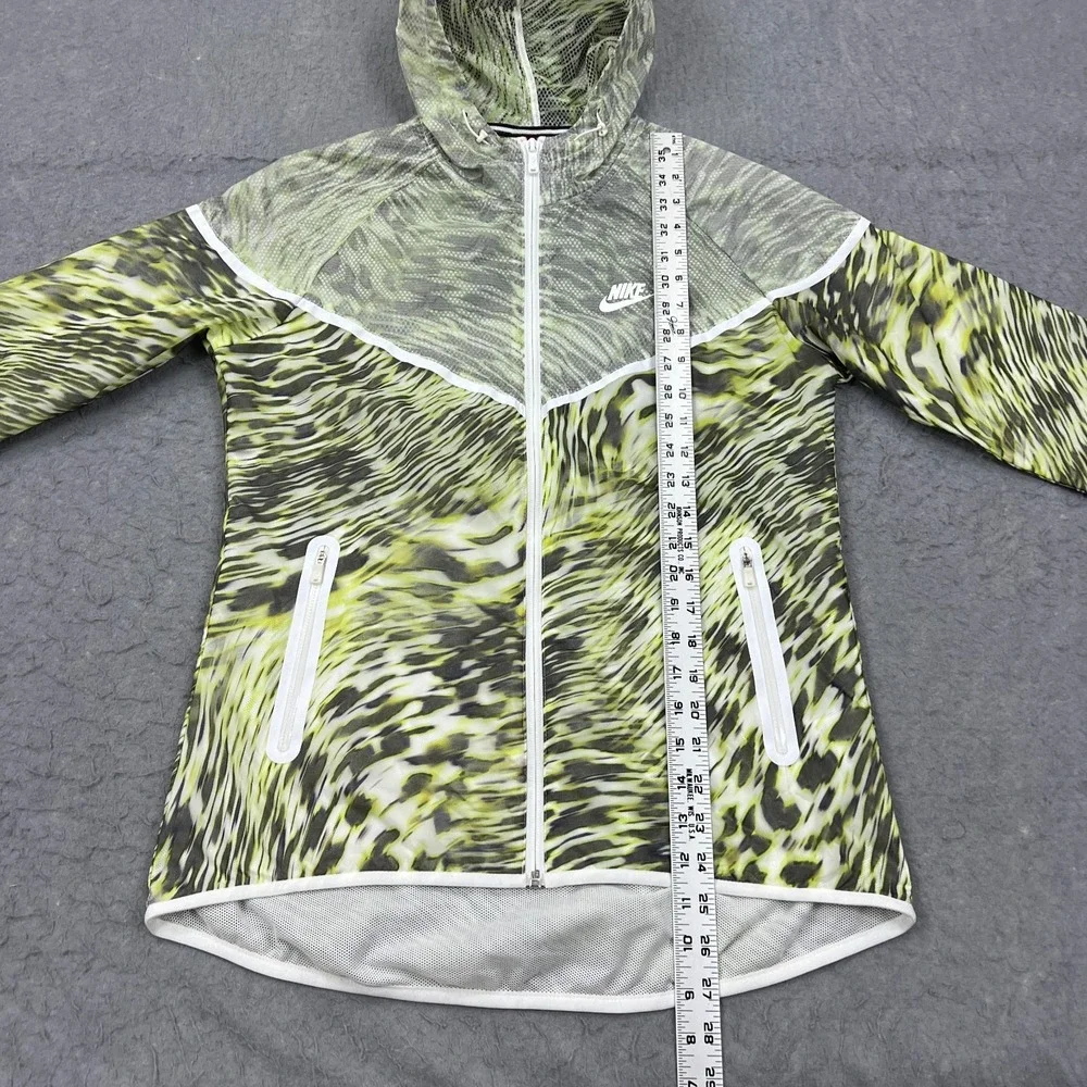 Nike Tech Jacket Womens Medium Green Hyperfuse Hooded Windrunner Full Zip 645017